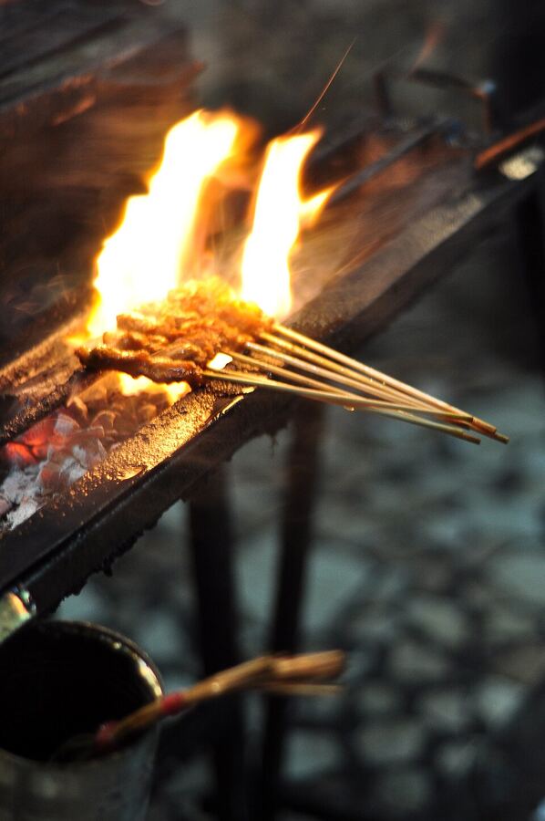 Satay on the grill